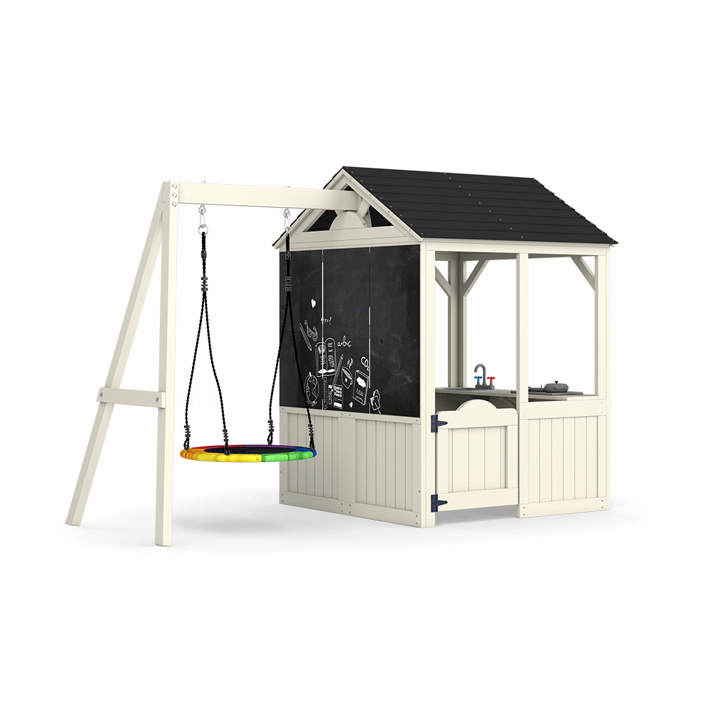 Kids Outdoor Wooden Playhouse - Gartenmöbel für Kinder: Spielhaus, Rollenspielplatz, Outdoor-Picknicktische,