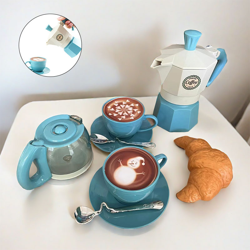 Kids Outdoor House With Kitchen - 4/11-teiliges Rollenspiel-Simulations-Kaffeeset Geschirr Spielhaus/Outdoor-Küche DIY Nachmittagstee-Spielzeug
