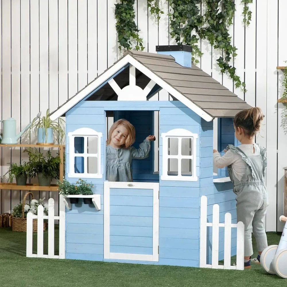 Kids Outdoor Wooden Playhouse - Spielhaus für Kinder, Outdoor-Holzspielhaus im Landhausstil