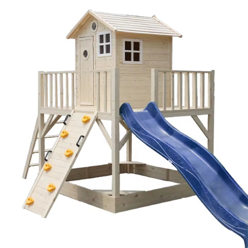 Kids Outdoor Wooden Playhouse - Outdoor-Holzspielhaus für Kleinkinder, Holz-Spielhäuser, Plastik-Spielhaus mit