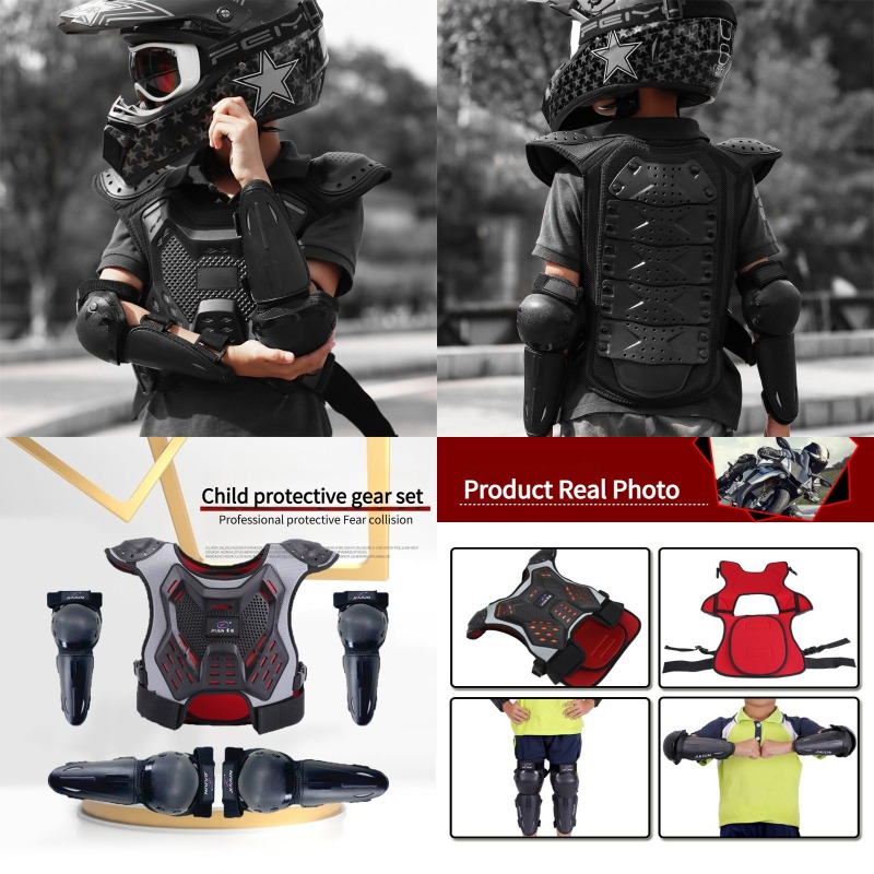 Kids Outdoor Vest - QIKUI Kinder-Brustschutzweste Motocross-Weste Motorrad-Brust-Rücken-Schulter-Weste für Kinder