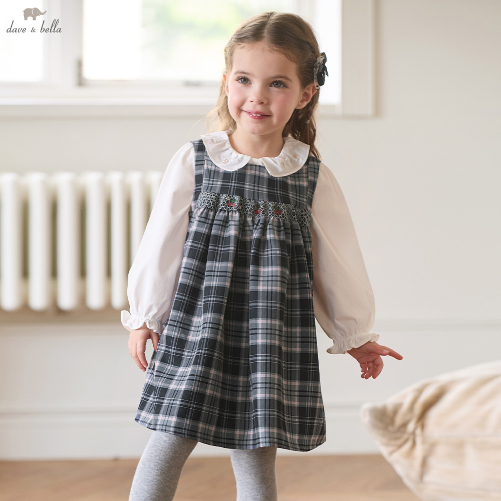 Kids Outdoor Vest - Dave Bella Mädchen Ärmelloses Prinzessinnen-Westenkleid Kariert
