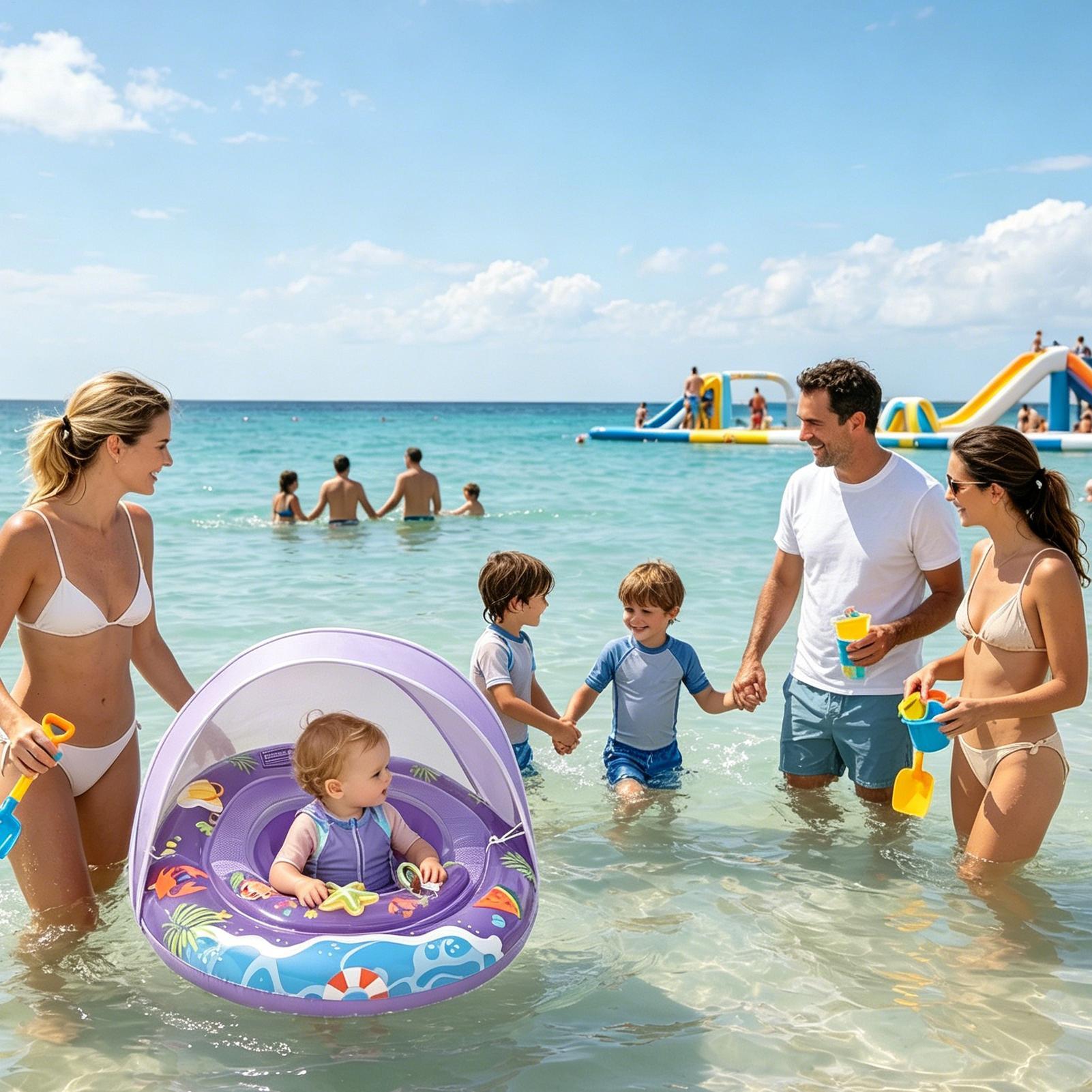 Kids Outdoor Youtube - Schwimmreifen für Kinder mit Sonnendach, Anti-Kipp-Funktion