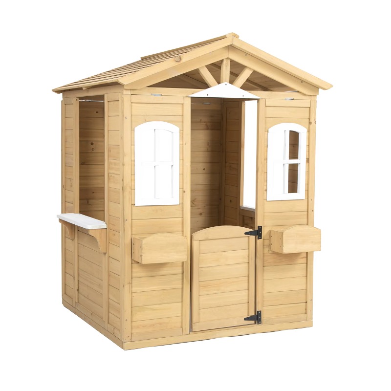 Kids Outdoor Wooden Playhouse - Modernes Klassisches Massivholz-Spielhaus für Kinder Gartenmöbel