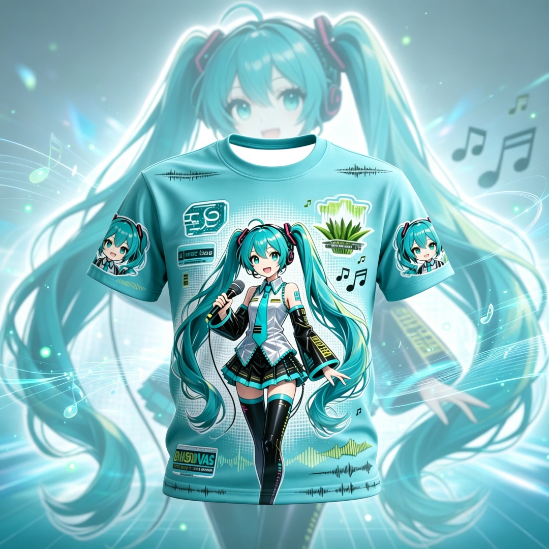 Kids Outdoor Fort - Hatsune Miku Anime-Muster, Sommer-Kurzarm-T-Shirt, Unisex, für