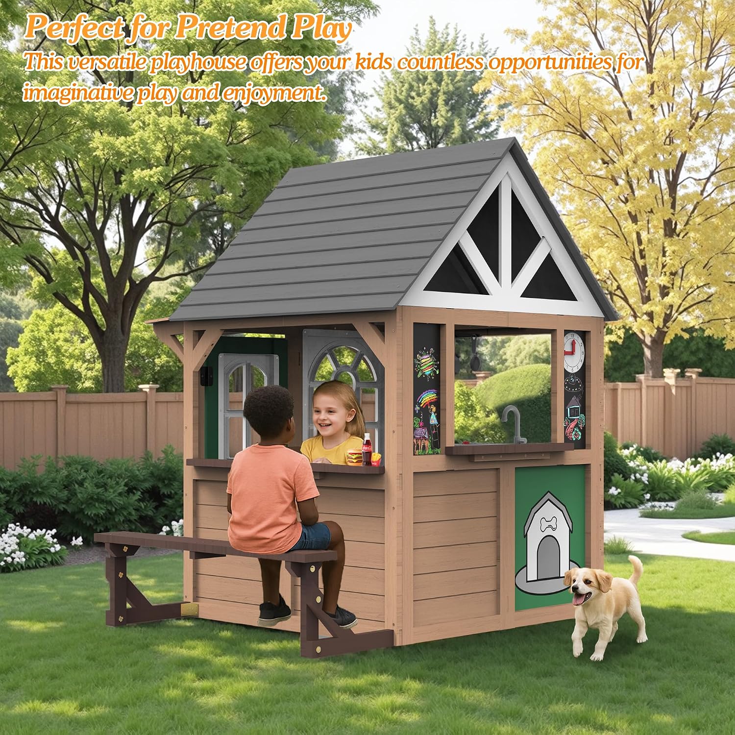 Seizeen Outdoor-Spielhaus für  – Kids Outdoor Wooden Playhouse Bewertung und Preis