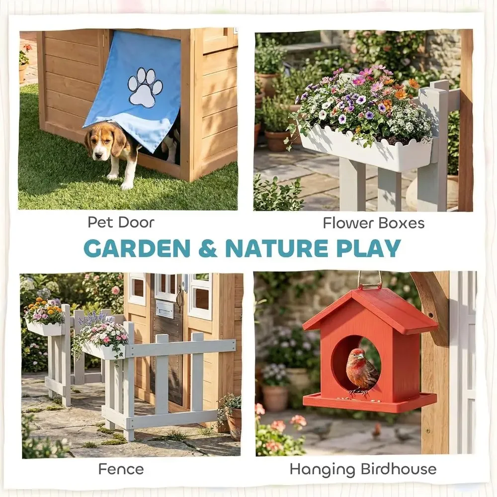 Qaba Outdoor-Spielhaus mit Hau – Kids Outdoor Wooden Playhouse Bewertung und Preis