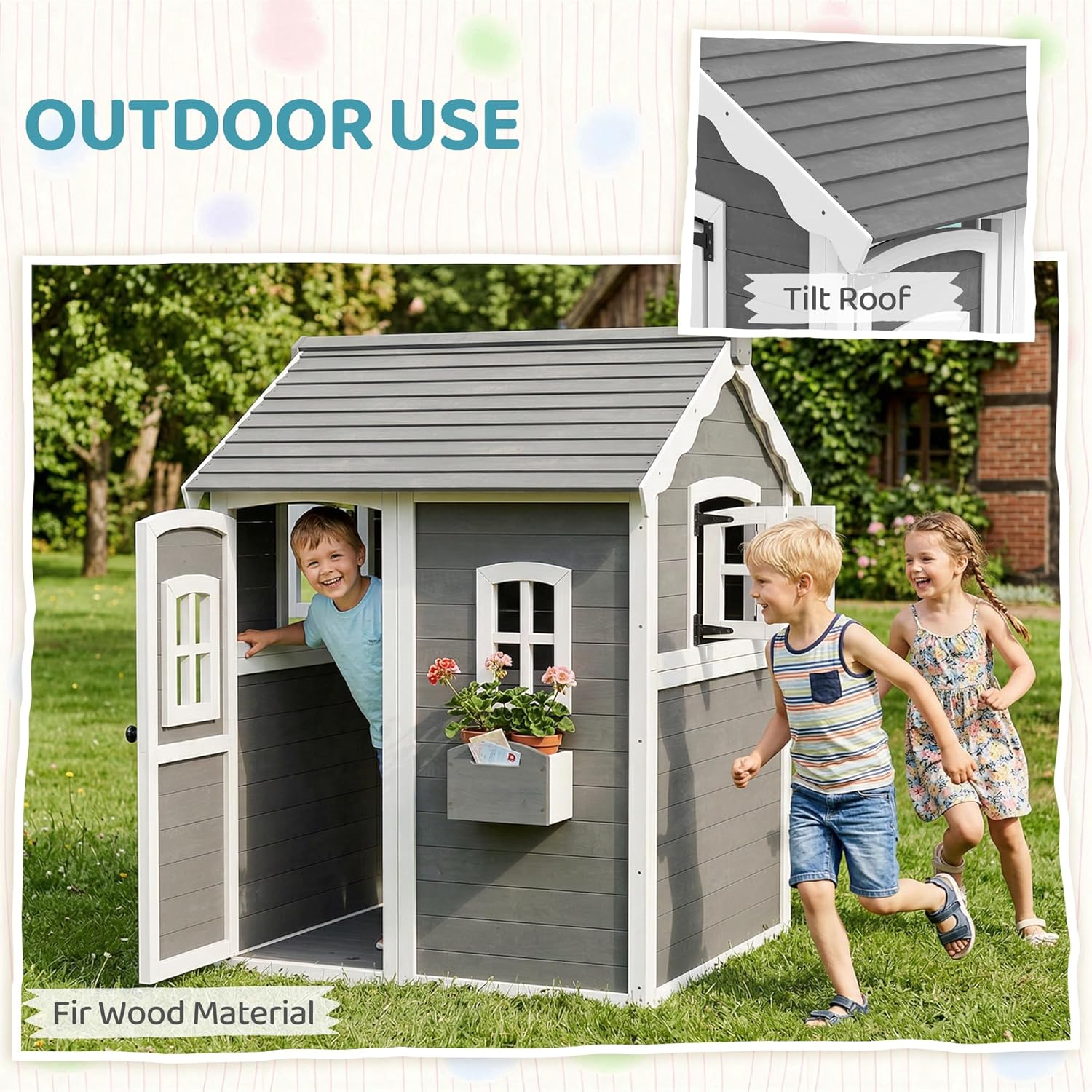 # Holz-Spielhaus für Draußen m – Kids Outdoor Wooden Playhouse Bewertung und Preis