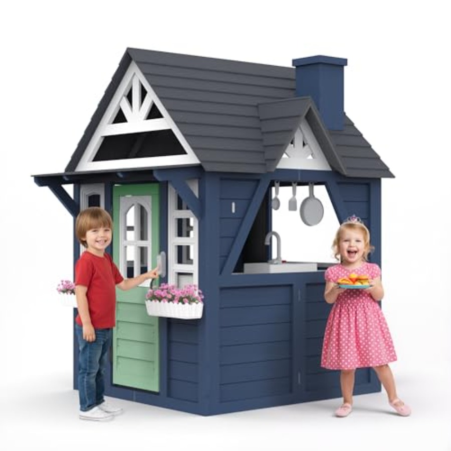 Outdoor-Spielhaus für Kinder:  – Kids Outdoor Wooden Playhouse Bewertung und Preis