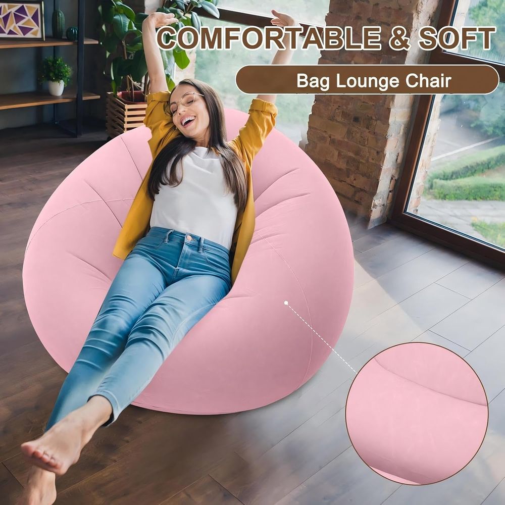 Aufblasbare Sitzsäcke, Rosa |  – Kids Outdoor Lounger Chair Bewertung und Preis