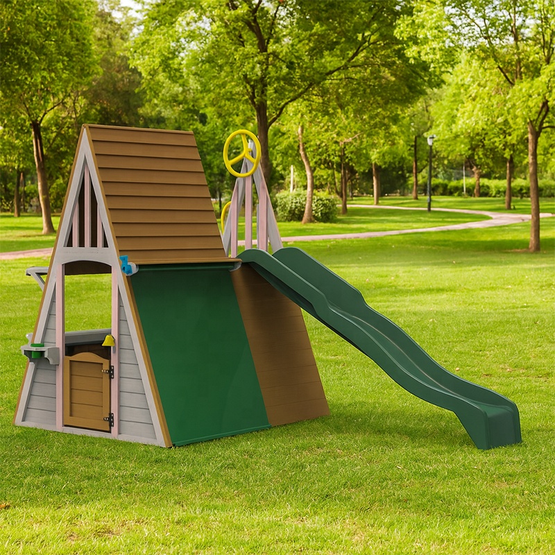 Kinder-Outdoor-Spielplatzgerät – Kids Outdoor Wooden Playhouse Bewertung und Preis