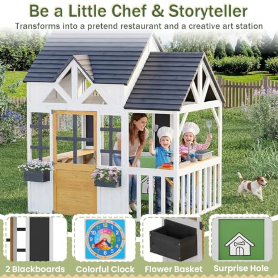 Outdoor-Holzspielhaus für Kind – Kids Outdoor House With Kitchen Bewertung und Preis