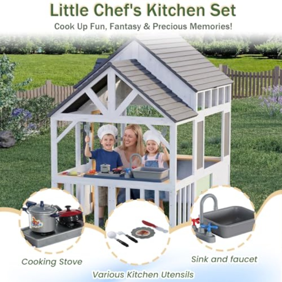 Outdoor-Holzspielhaus für Kind – Kids Outdoor House With Kitchen Bewertung und Preis
