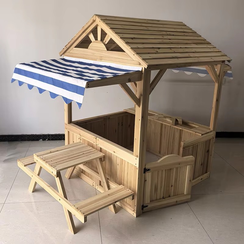 Holz-Spielhaus für Kinder mit  – Kids Outdoor House With Kitchen Bewertung und Preis