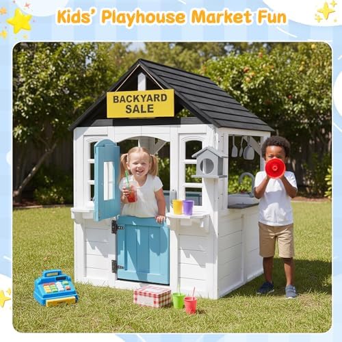 Holz-Spielhaus für Kinder mit  – Kids Outdoor House With Kitchen Bewertung und Preis
